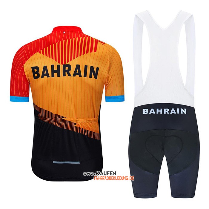 Bahrain Kurzarmtrikot 2020 und Kurze Tragerhose Orange Shwarz